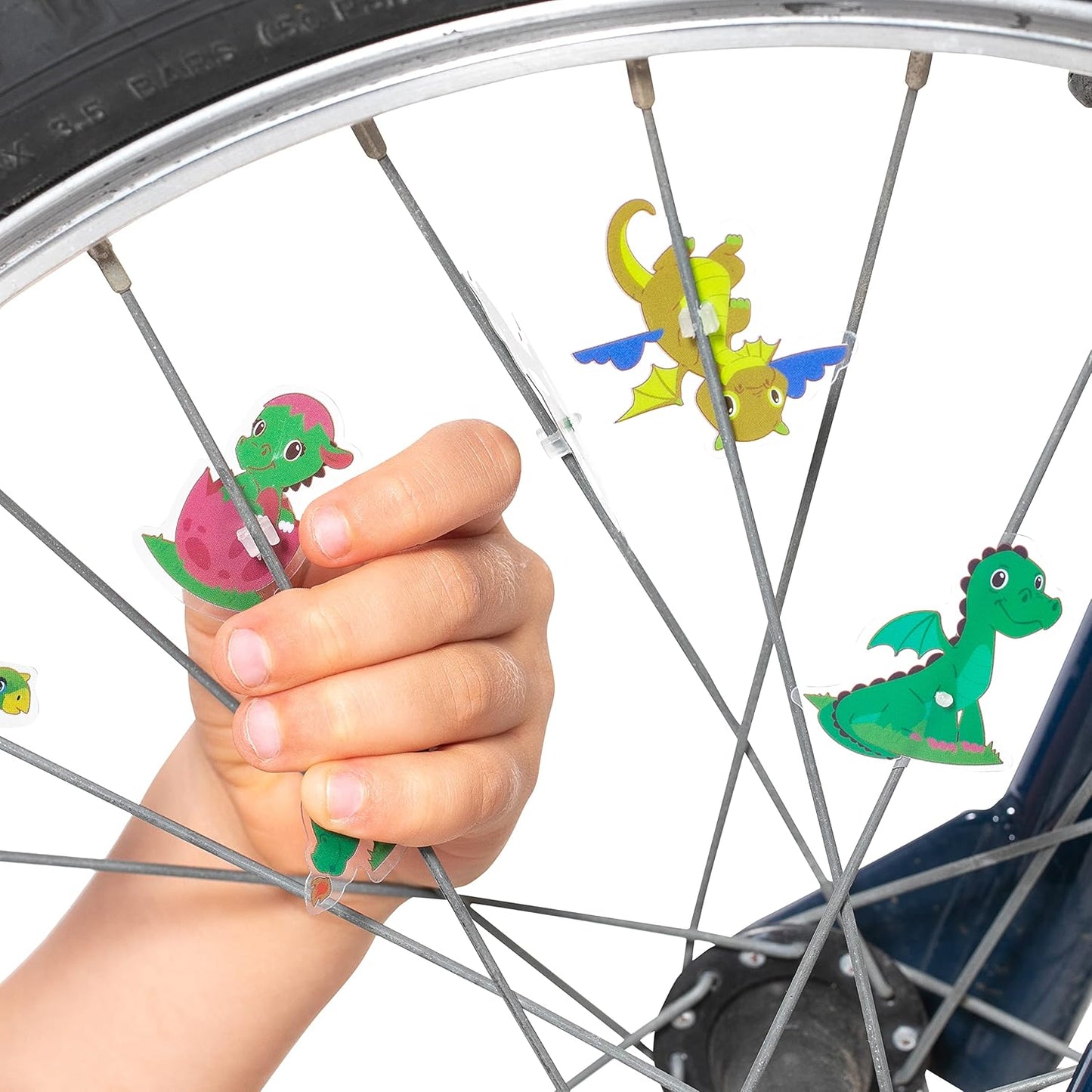 Wheely Bikes 36-Pcs Kids Bike Spoke Decorations - Dinosaur, Flower & Butterfly (Green) - view 5