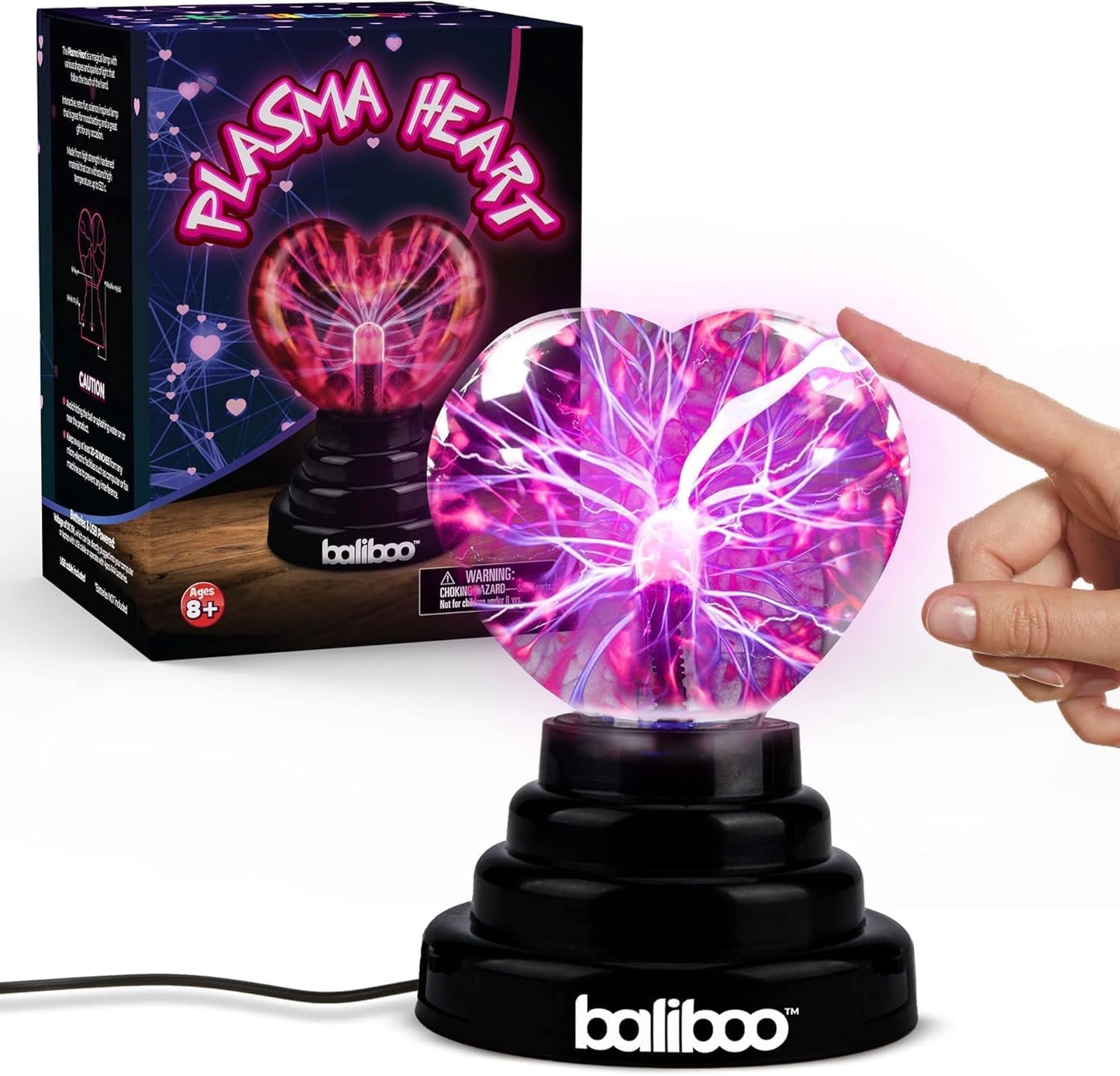 BALIBOO 4" Heart Shaped Plasma Light – Touch Activated Lightning Lamp