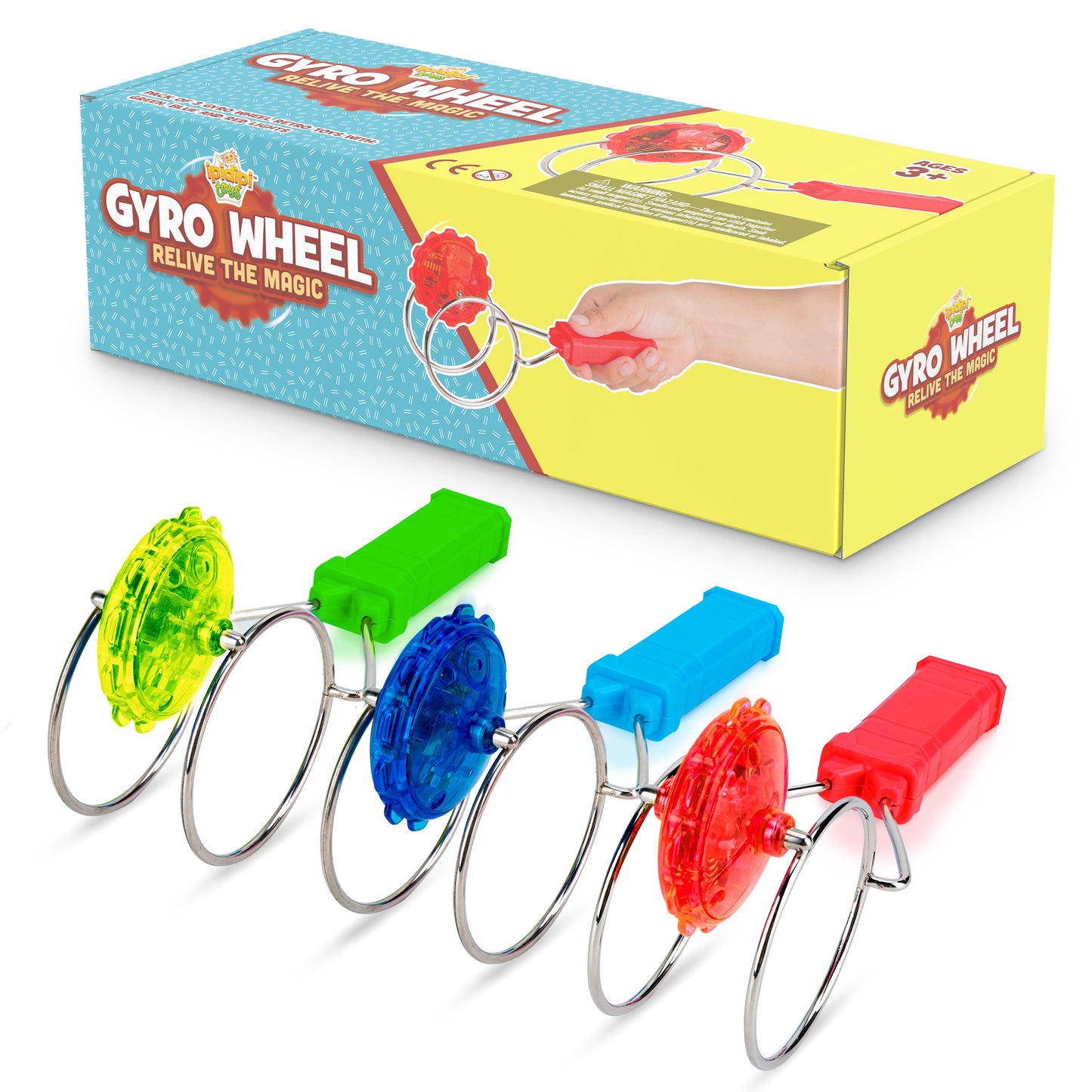 IPIDIPI TOYS Retro Magic Rail & Gyro Wheel Twirlers – 4-Pack Vintage Fidget Toys