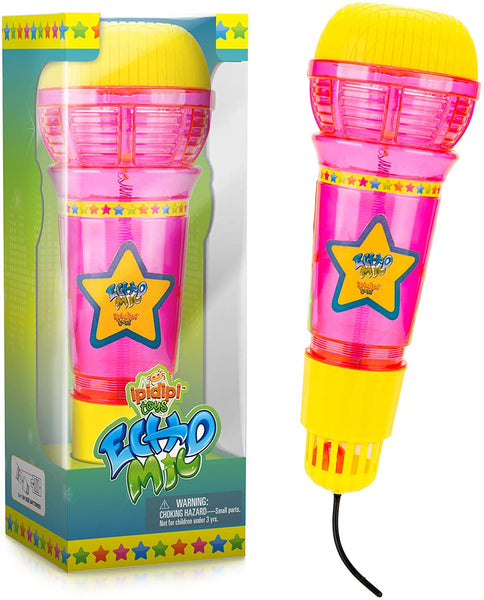 Echo Mic for Kids, Toddlers - Flashing Light and Fun Rattle - Pink Feedback Toy