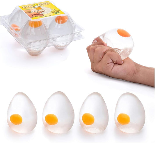 Funky Egg Splat Ball Squishy Toys | 4 Pack