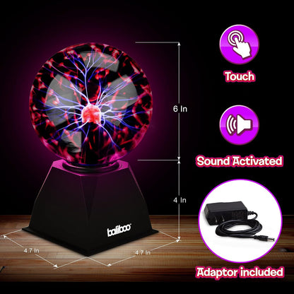 BALIBOO 6" Plasma Ball Light - Touch & Sound Activated Lightning Globe - view 2