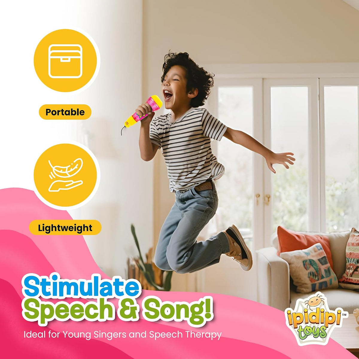 Echo Mic for Kids, Toddlers - Flashing Light and Fun Rattle - Pink Feedback Toy - view 5