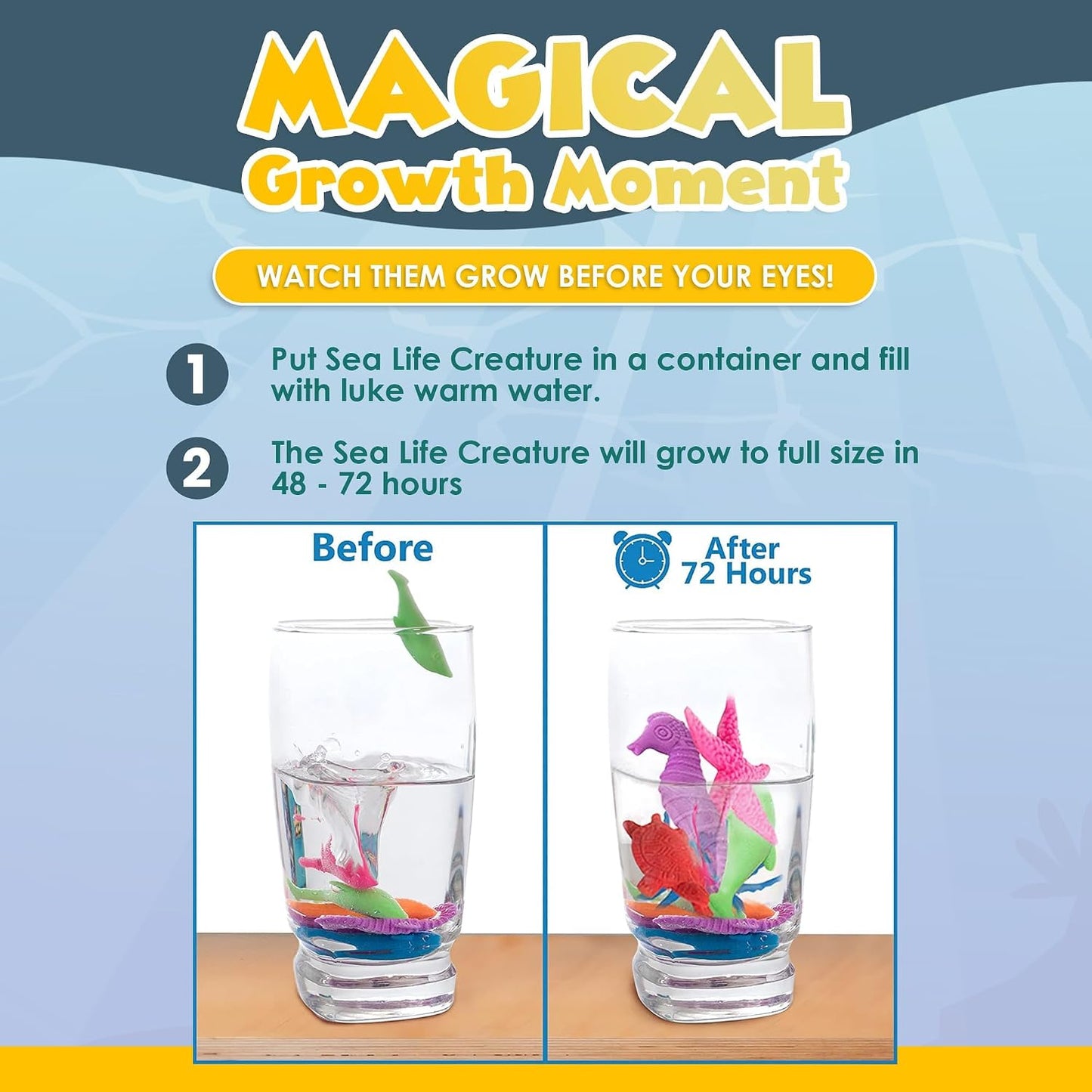 IPIDIPI TOYS Sea Creature Water Growing Toys for Kids - 52-Pack Ocean Party Favors - view 2