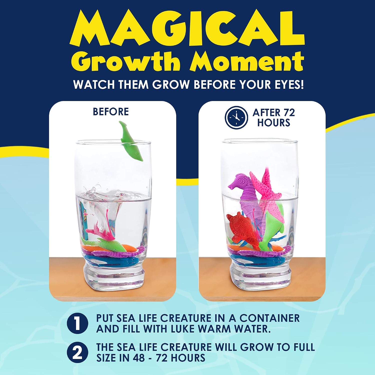 IPIDIPI TOYS Sea Creature Water Growing Toys for Kids - 67-Pack Ocean Party Favors - view 3