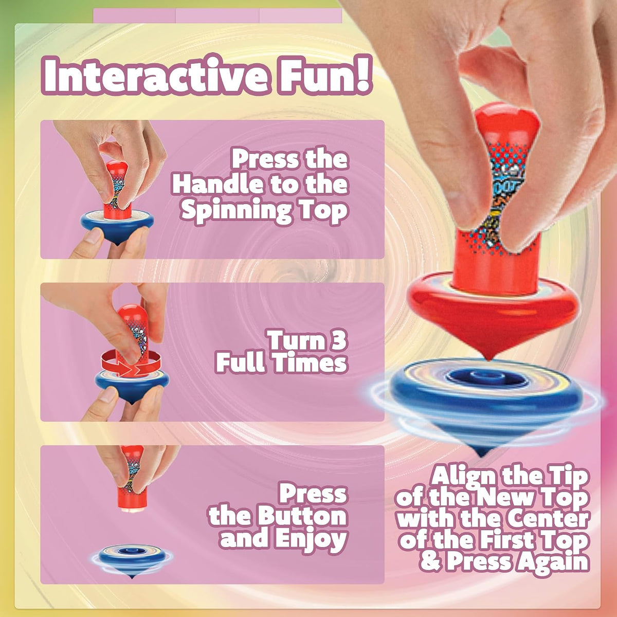 IPIDIPI TOYS Spineez Stacking Spinning Tops for Kids - Set of 3, 15-Piece - view 4