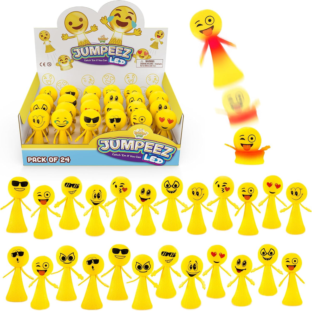 IPIDIPI TOYS Jumpeez LED Rocket Poppers - 24-Pack Light Up Spring Launcher Toys