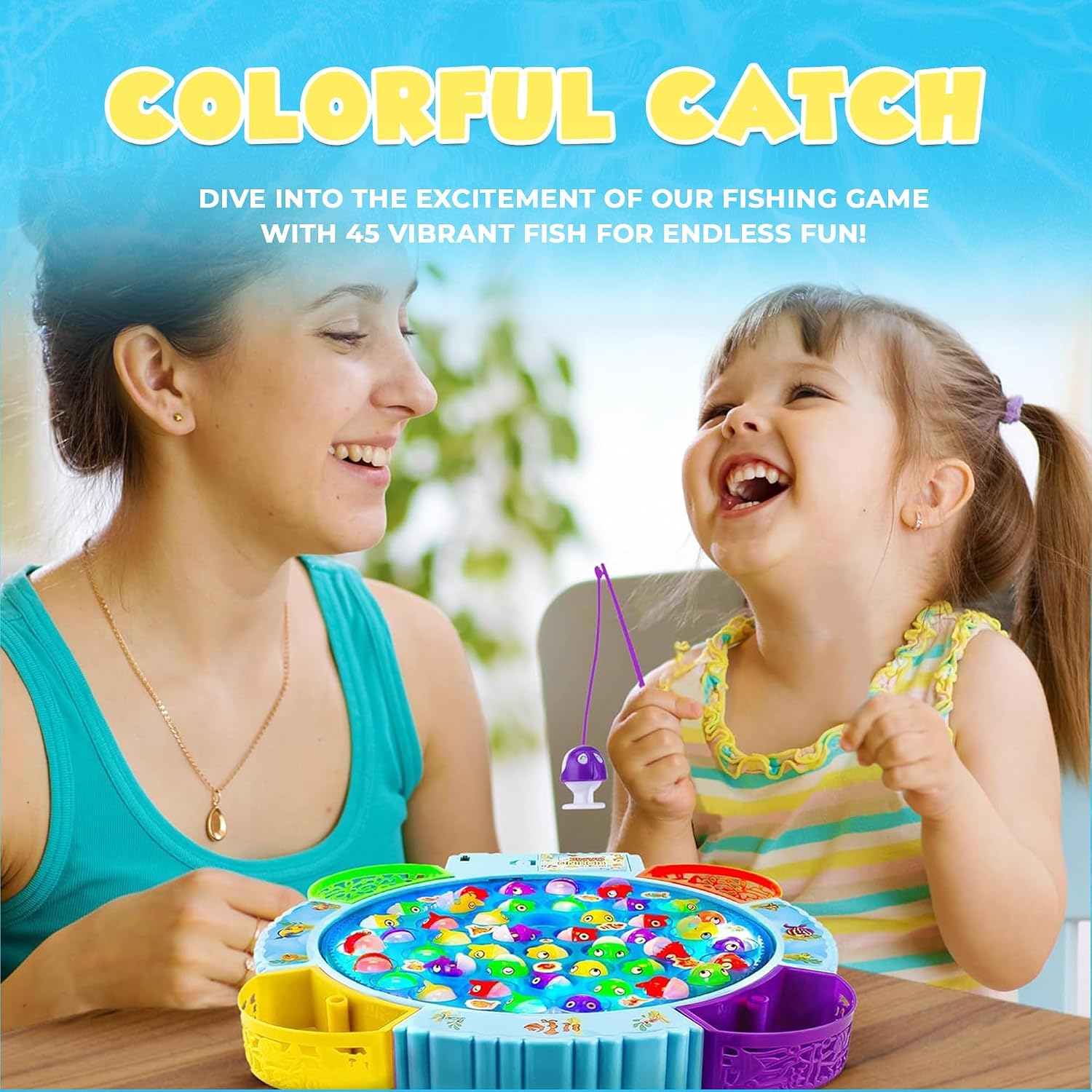 IPIDIPI TOYS Fishing Game for Kids, 45 Fish and 8 Poles - Magnetic Fish Toy - view 6