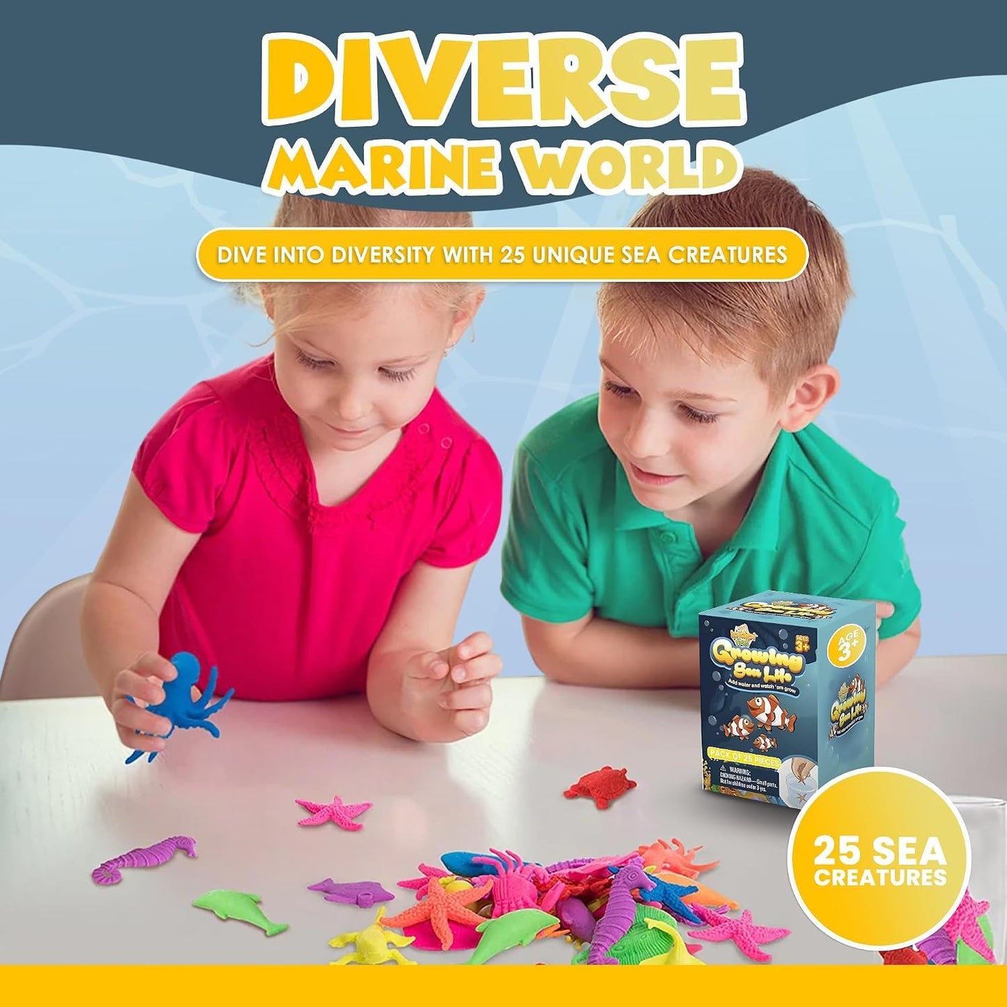 IPIDIPI TOYS Sea Creature Water Growing Toys for Kids - 52-Pack Ocean Party Favors - view 3