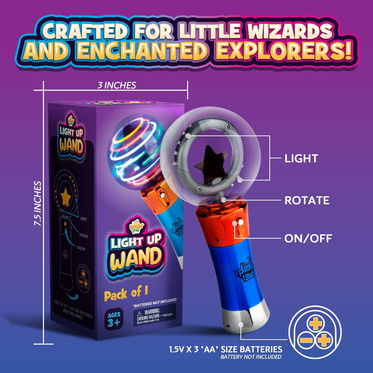 Spinning Light-Up Wand - Rotating LED Toy - view 2