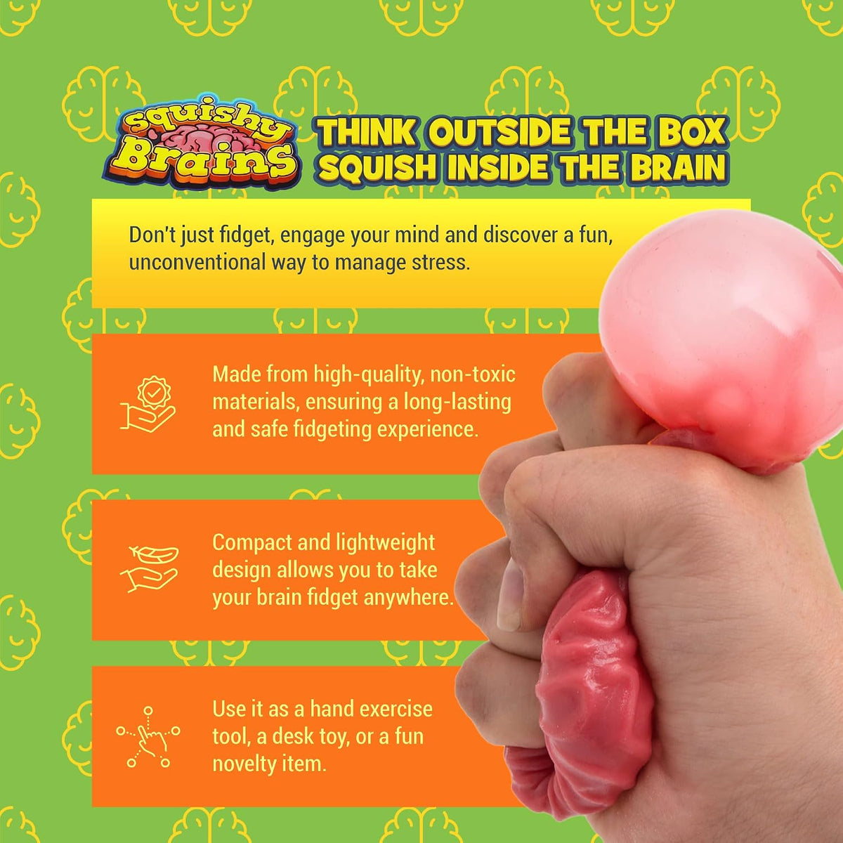 Squishy Brain Fidget Splat Ball - 3 Pack - view 3