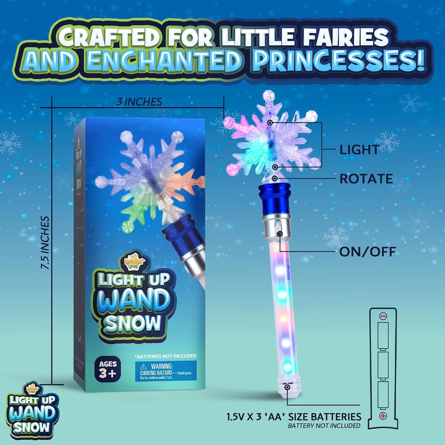 Light-Up Snowflake Spinning Wand - Pretend Play - view 2