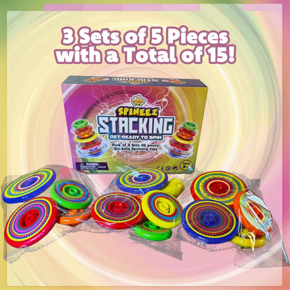 IPIDIPI TOYS Spineez Stacking Spinning Tops for Kids - Set of 3, 15-Piece - view 3