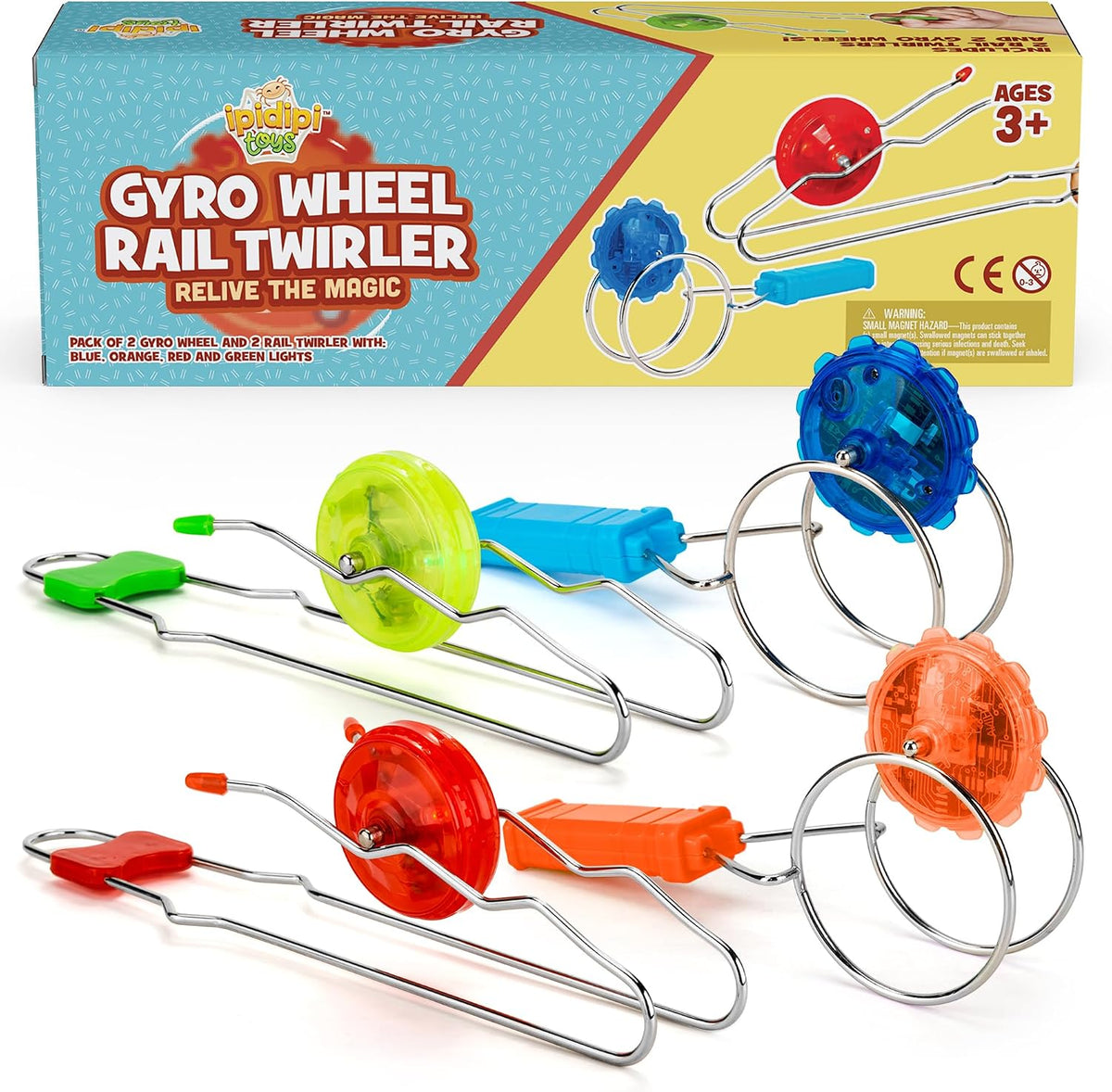 IPIDIPI TOYS Retro Magic Rail & Gyro Wheel Twirlers - 4-Pack Vintage Fidget Toys