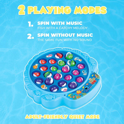 Fishing Game Play Set - 21 Fish, 4 Poles, & Rotating Board w/ On-Off Music - view 3