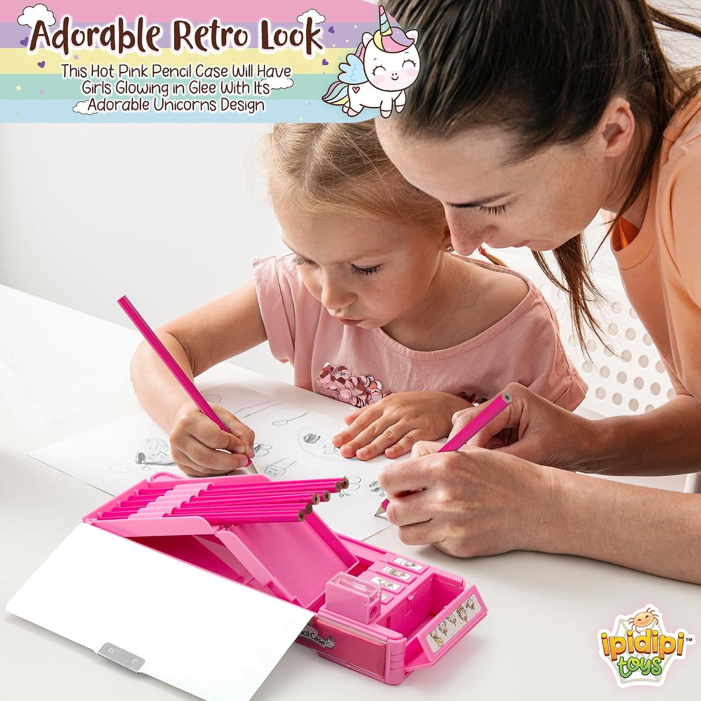 IPIDIPI TOYS Multifunctional Pencil Box, Back to School Gift for Kids, Pink - view 2