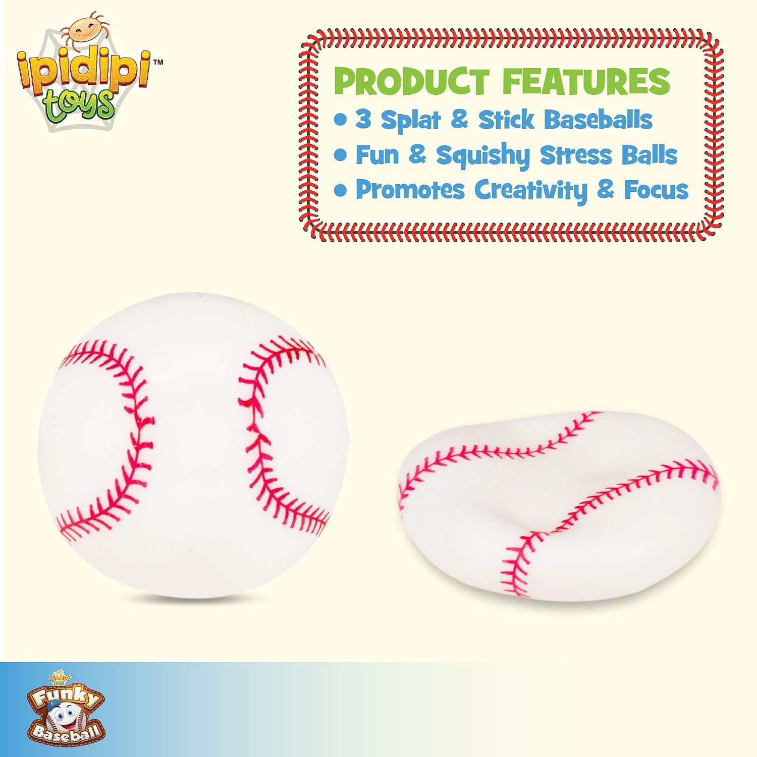 Baseballs Splat 'N' Stick Balls 3 Pack Sensory Toy - view 4