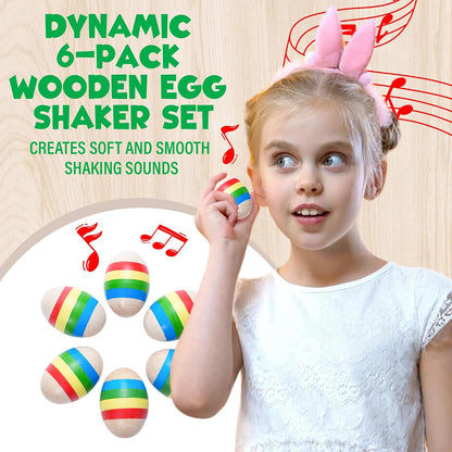 Funky Egg Shakers Maracas for Kids - 6 Pack - Natural, Wooden Musical Toy - view 3