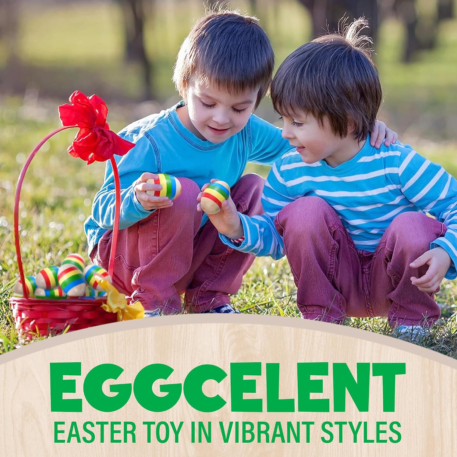 Funky Egg Shakers Maracas for Kids - 6 Pack - Natural, Wooden Musical Toy - view 5