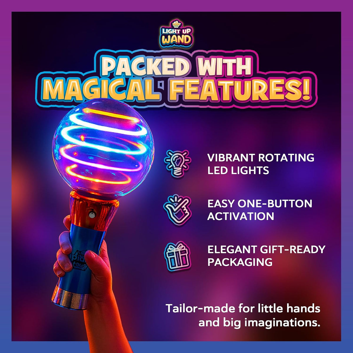 Spinning Light-Up Wand - Rotating LED Toy - view 4