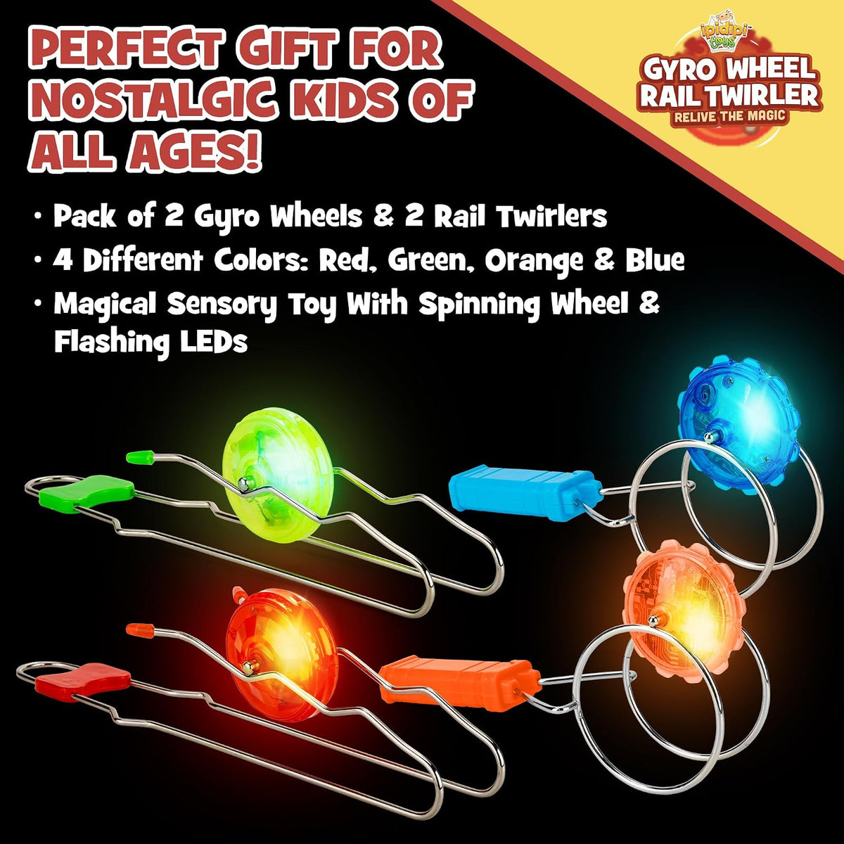 IPIDIPI TOYS Retro Magic Rail & Gyro Wheel Twirlers - 4-Pack Vintage Fidget Toys - view 2