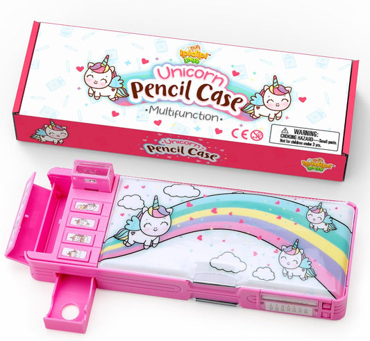 IPIDIPI TOYS Multifunctional Pencil Box, Back to School Gift for Kids, Pink