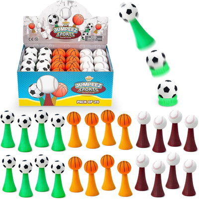 IPIDIPI TOYS Jumpeez Sport Ball Rocket Poppers - 24-Pack Jumping Spring Launcher Toys