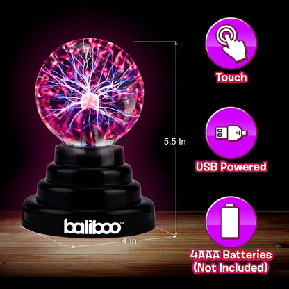 BALIBOO 3" Mini Plasma Ball Light - Touch Activated Lightning Globe - view 2