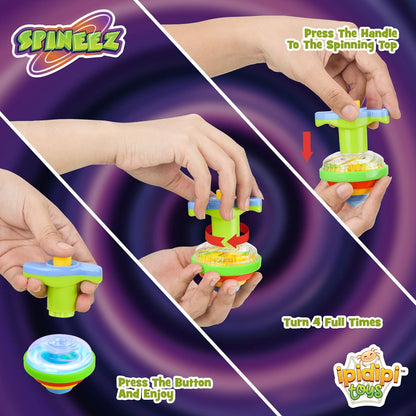 Light Up Spinning Tops - Set of 12 - UFO Spinner Toys - view 2