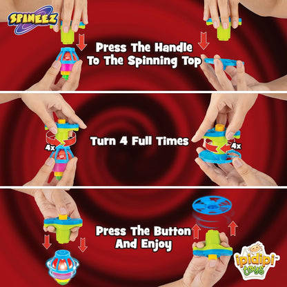 IPIDIPI TOYS Spineez Light Up Flying Saucer Spinning Tops - 12-Pack UFO Spinner Toy - Spinning Tops for Kids - view 2