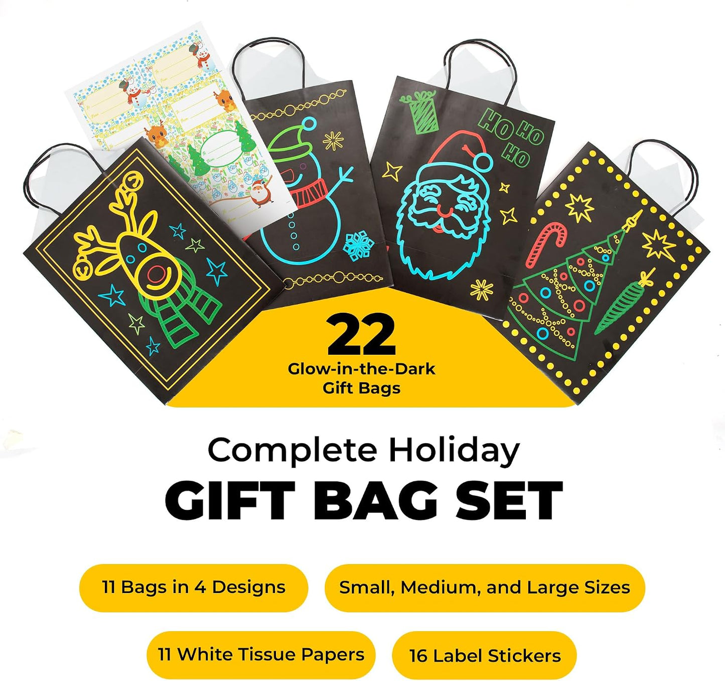 IPIDIPI TOYS Glow-in-the-Dark Christmas Gift Bags - 22-Piece Holiday Set - view 5