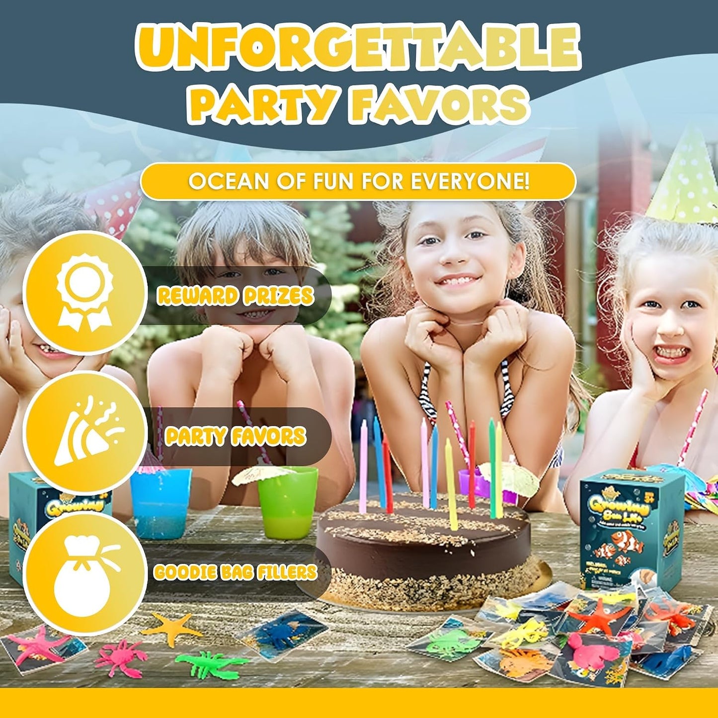 IPIDIPI TOYS Sea Creature Water Growing Toys for Kids - 52-Pack Ocean Party Favors - view 4