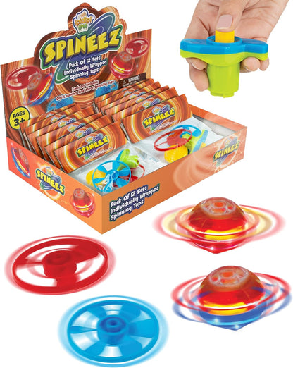 IPIDIPI TOYS Spineez Light Up Flying Saucer Spinning Tops - 12-Pack UFO Spinner Toy - Spinning Tops for Kids - view 6