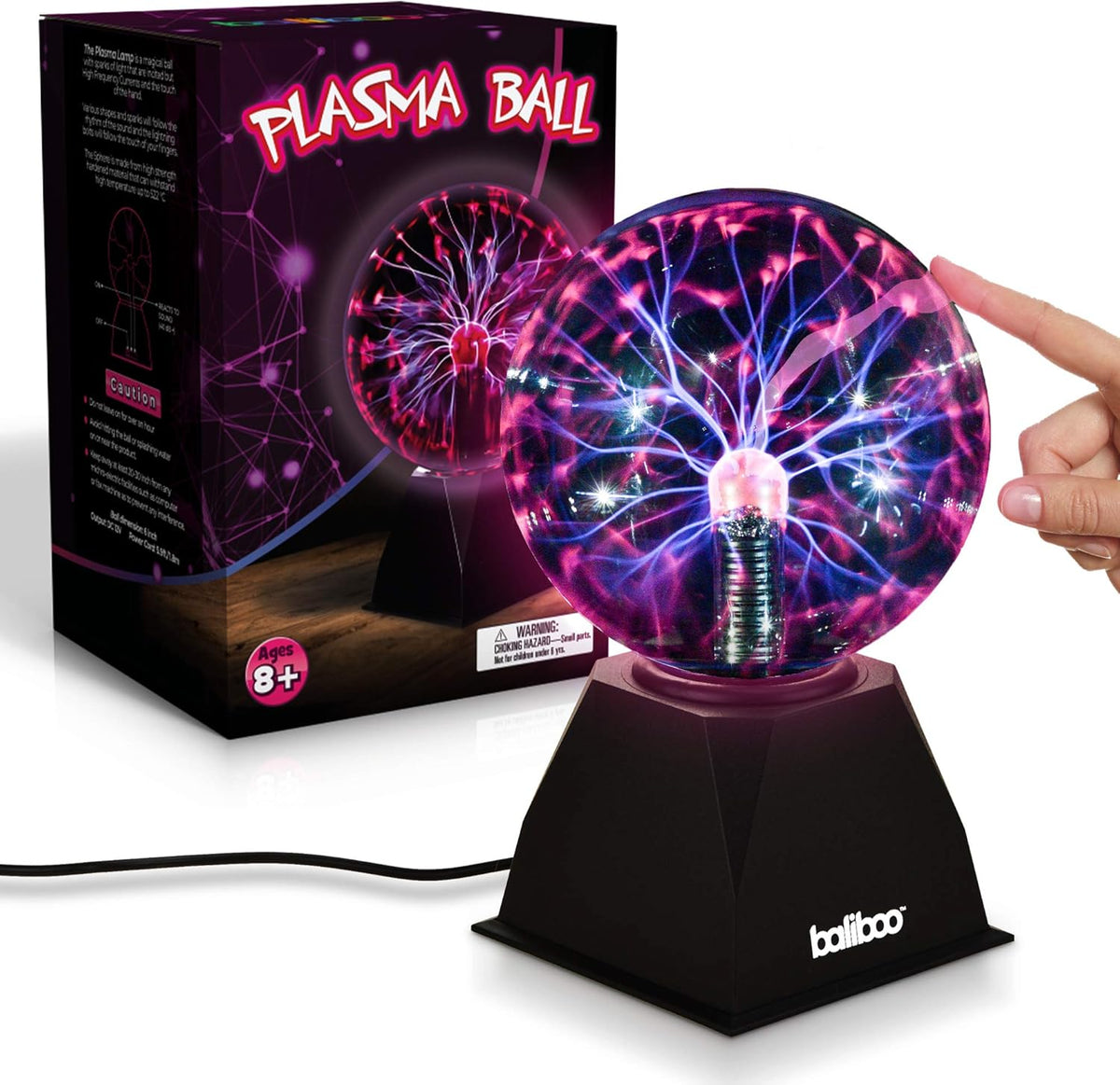BALIBOO 6" Plasma Ball Light - Touch & Sound Activated Lightning Globe