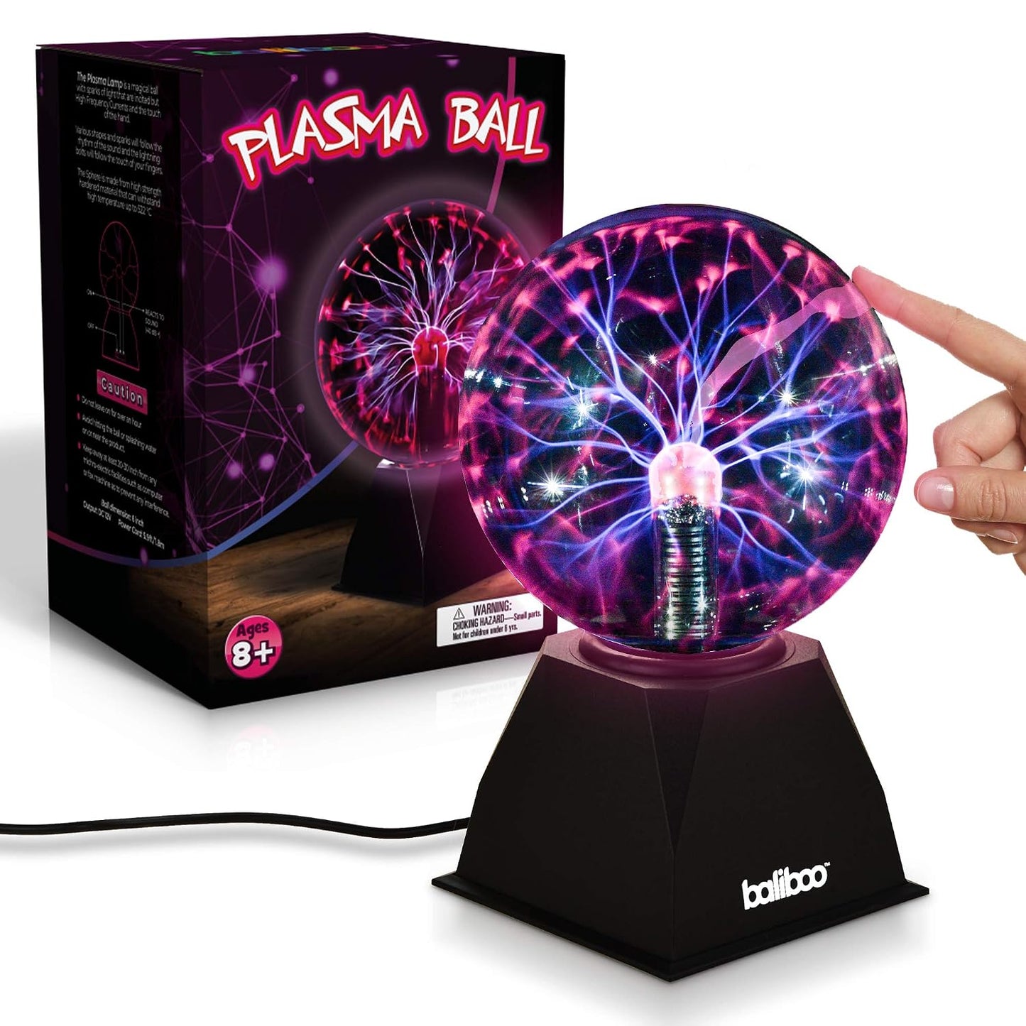BALIBOO 6 inch Plasma Ball Light touch activated lightning globe