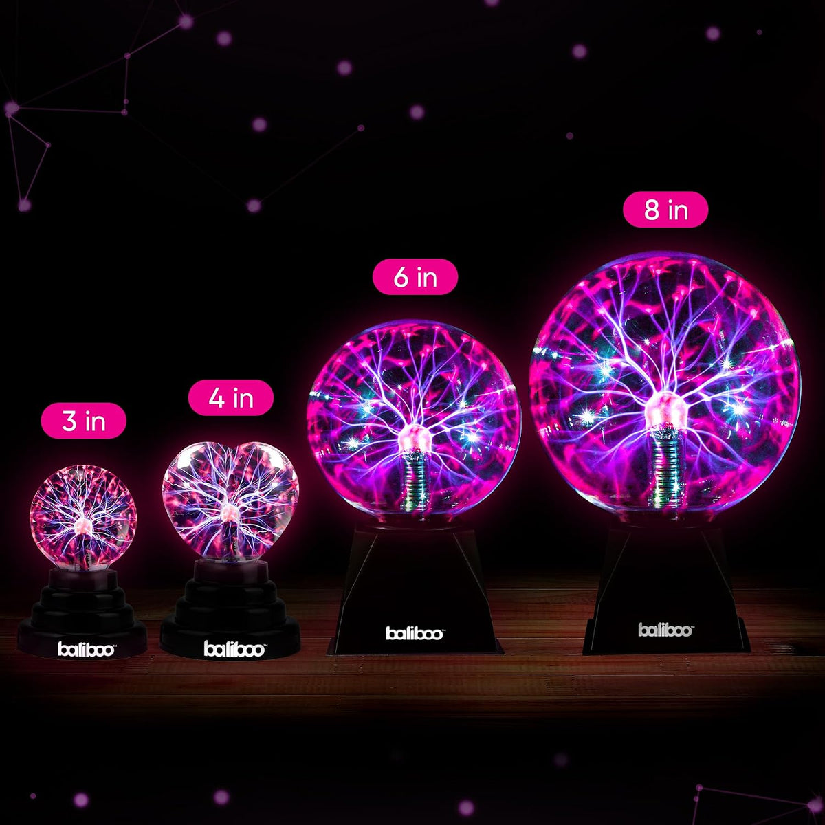 BALIBOO 8" Plasma Ball Light - Touch & Sound Activated Lightning Globe - view 3