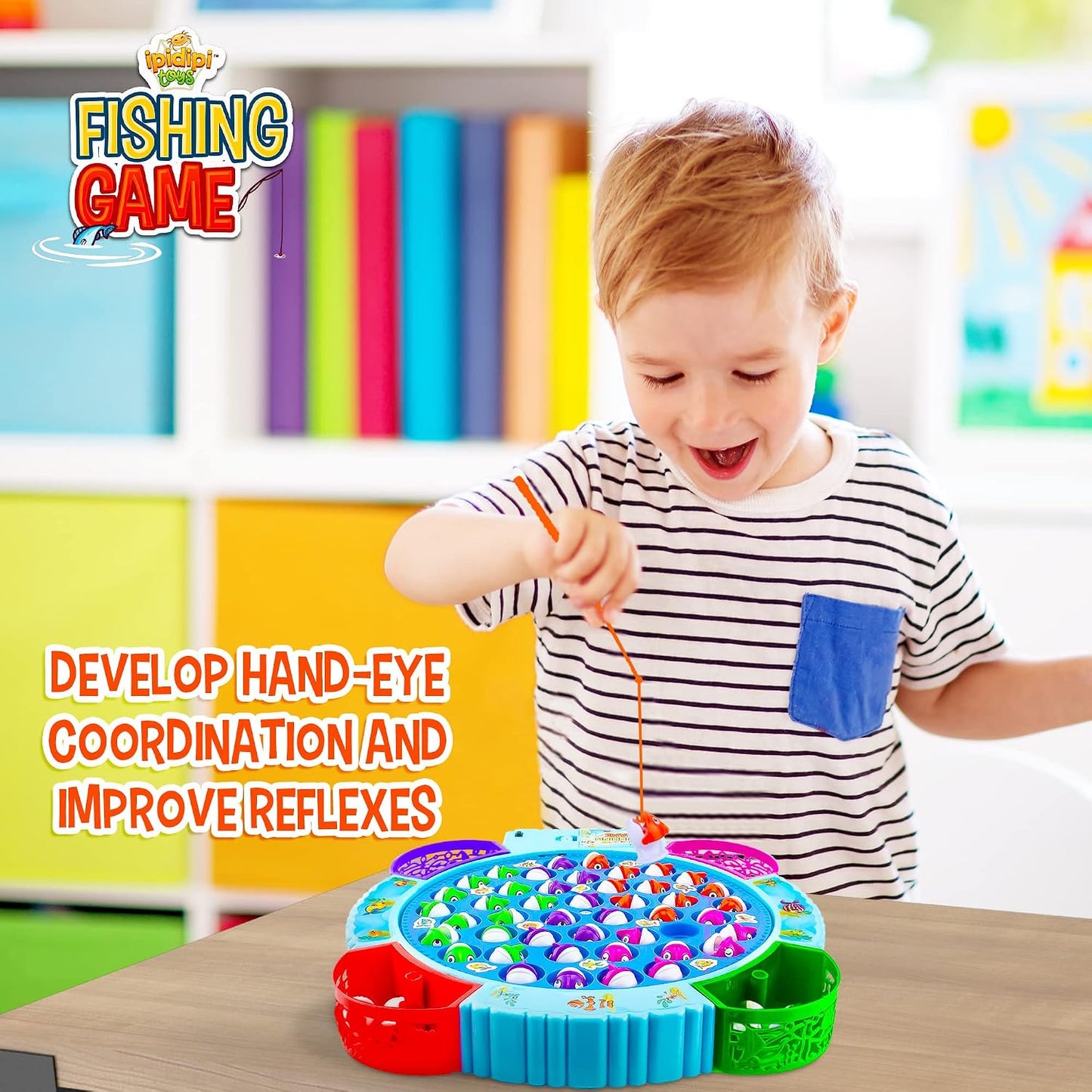 IPIDIPI TOYS Fishing Game for Kids, 45 Fish and 8 Poles - Magnetic Fish Toy - view 4