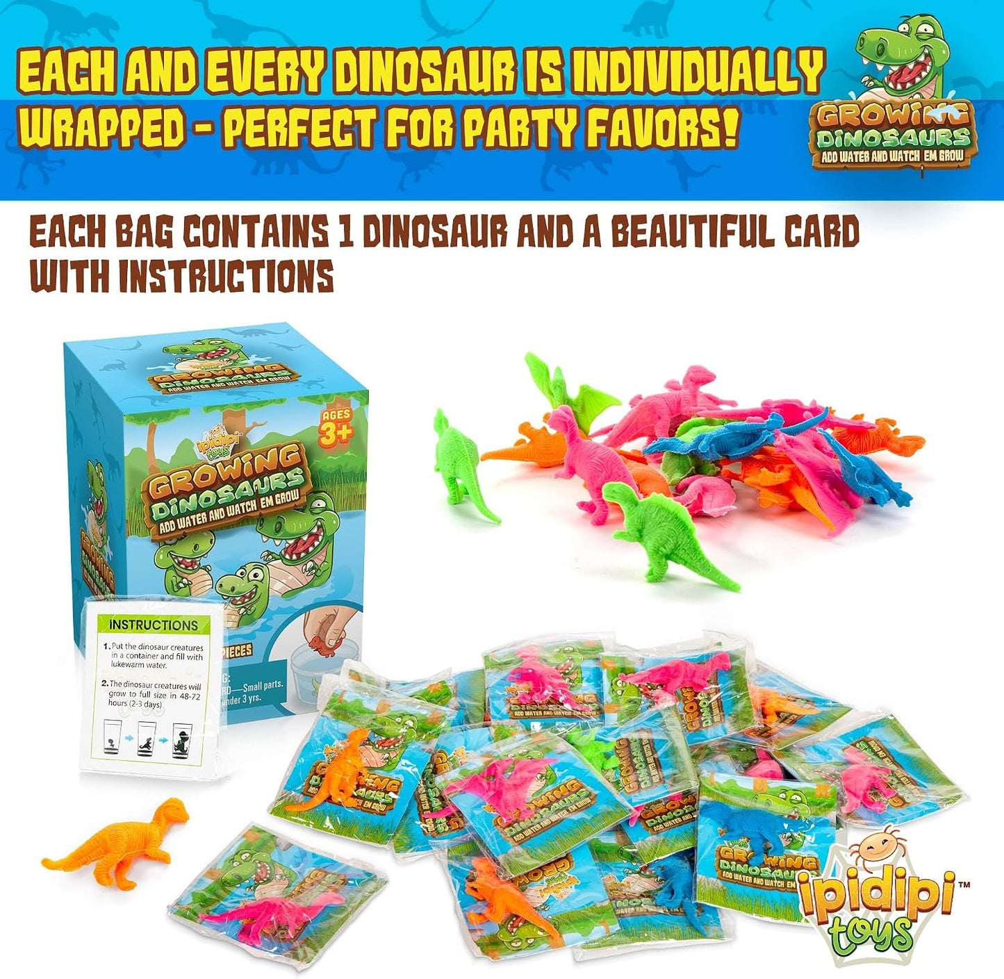 Water Growing Dinosaurs - 25 Pack - Individually Wrapped Favors - view 4