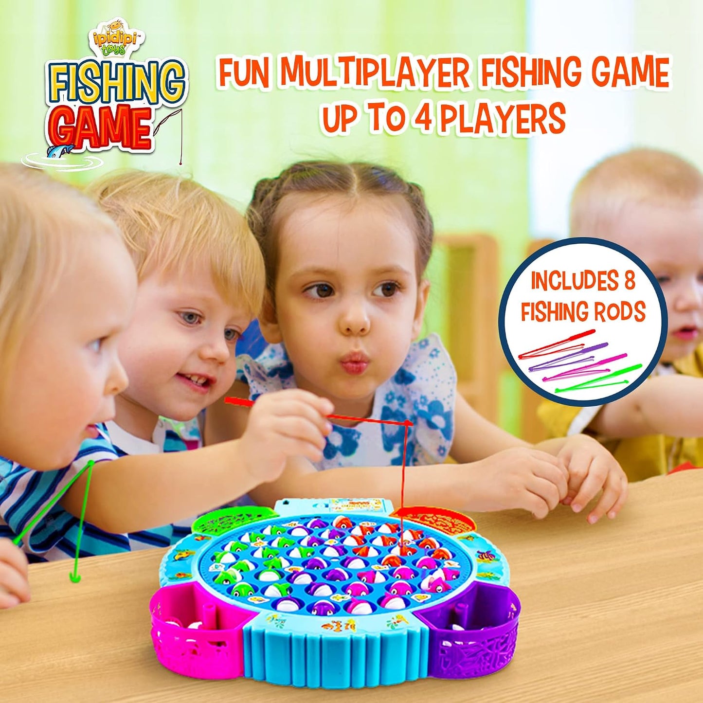 IPIDIPI TOYS Fishing Game for Kids, 45 Fish and 8 Poles - Magnetic Fish Toy - view 3