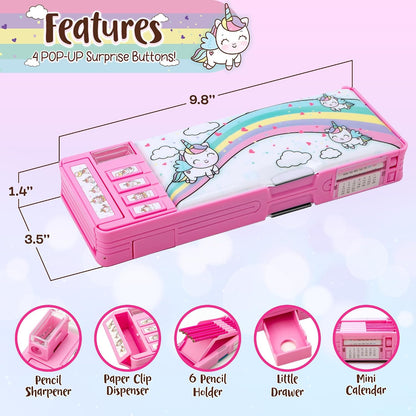 IPIDIPI TOYS Multifunctional Pencil Box, Back to School Gift for Kids, Pink - view 3