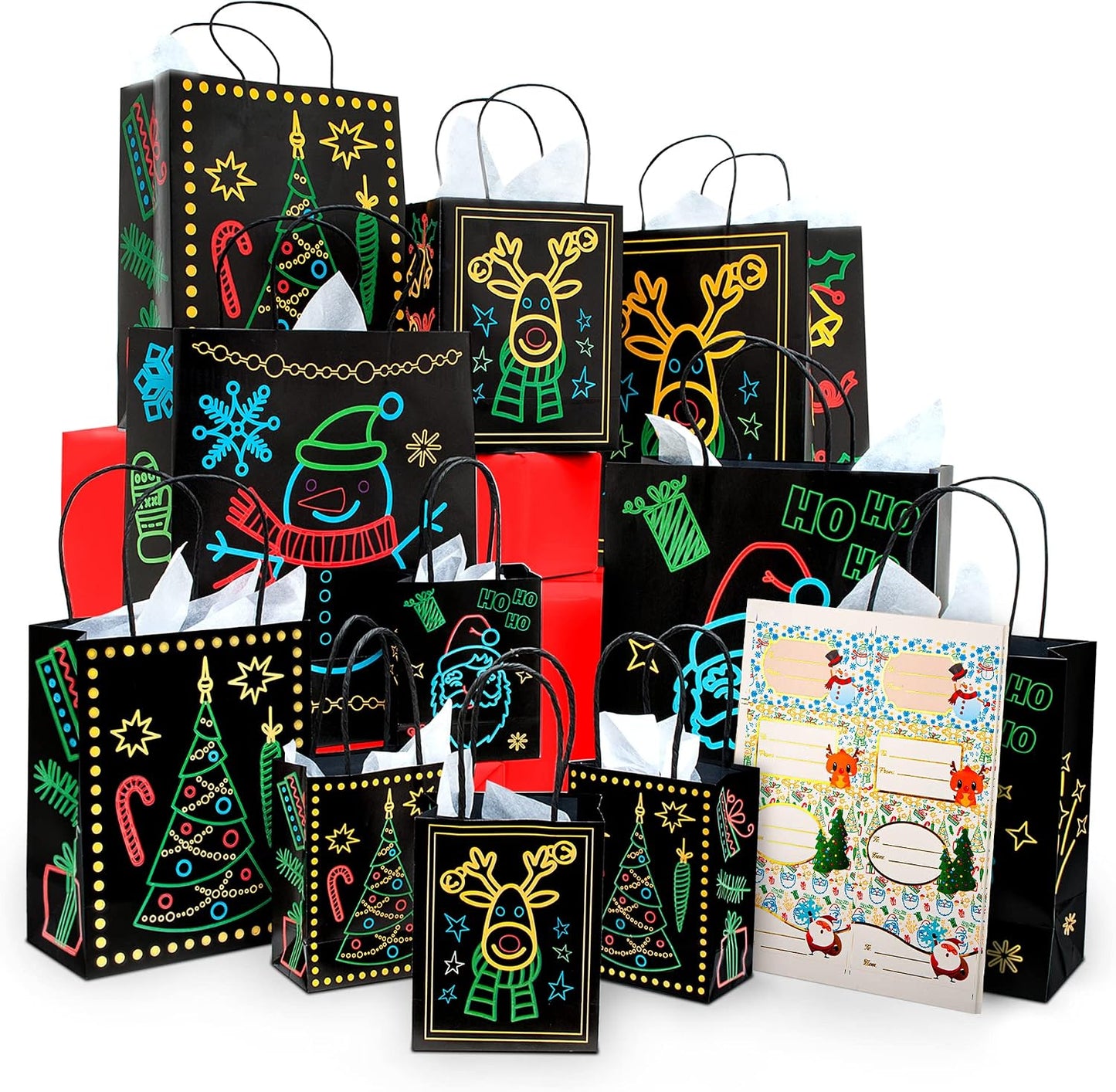 IPIDIPI TOYS Glow-in-the-Dark Christmas Gift Bags - 22-Piece Holiday Set