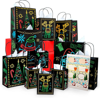 IPIDIPI TOYS Glow-in-the-Dark Christmas Gift Bags - 22-Piece Holiday Set