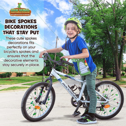 Wheely Bikes 36-Pcs Kids Bike Spoke Decorations - Dinosaur, Flower & Butterfly (Green) - view 3