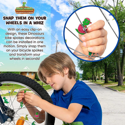 Wheely Bikes 36-Pcs Kids Bike Spoke Decorations - Dinosaur, Flower & Butterfly (Green) - view 2