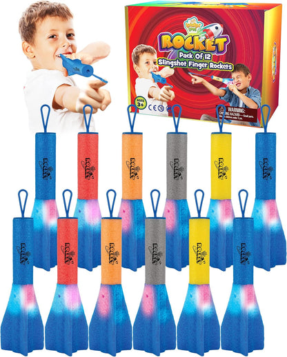 IPIDIPI TOYS Finger Rockets - Foam Rocket Launcher for Kids, Party Favors, High-Flying Air Rockets, Fun Gifts