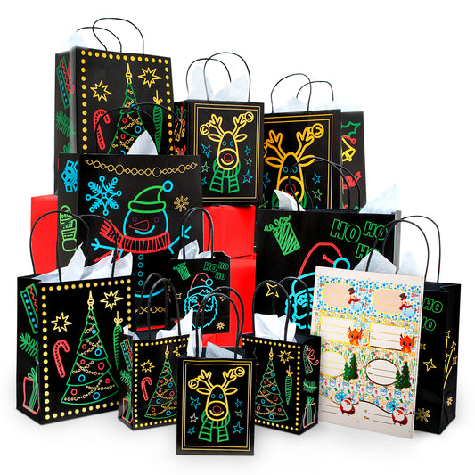 IPIDIPI TOYS Glow-in-the-Dark Christmas Gift Bags – 22-Piece Holiday Set