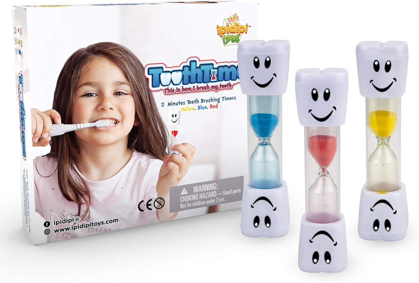 IPIDIPI TOYS 2-Minute Hourglass Teeth Brushing Timer – Pack of 3
