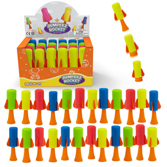 IPIDIPI TOYS Jumpeez Sport LED Ball Rocket Poppers – 24-Pack Light Up Bounce Toys