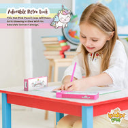 Pop Up Unicorn Pencil Case for Kids, Multifunction Stationery Organizer Box with Calculator, Sharpener, and Pencils