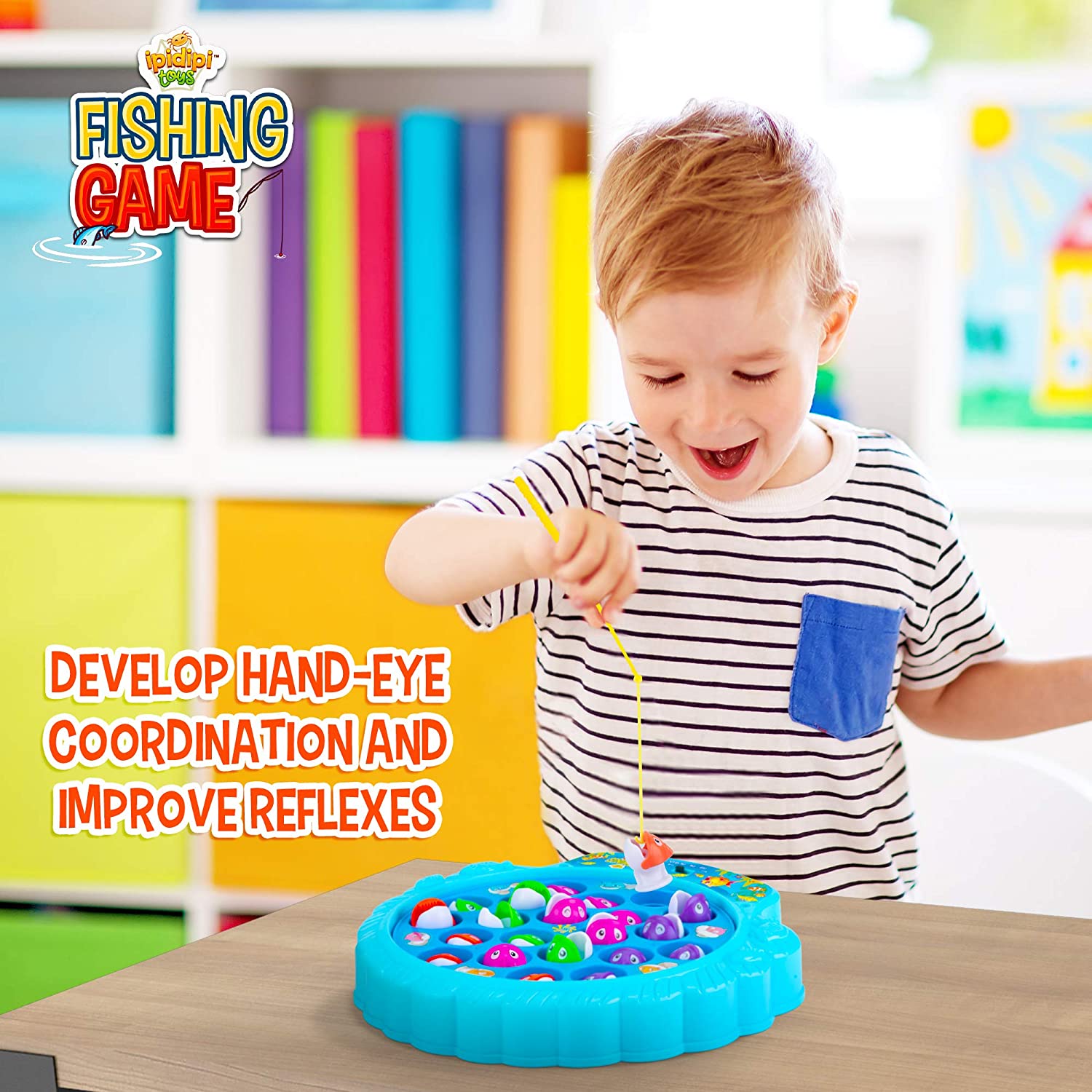 Kids Fishing Game Toy Set Electric Rotating Board Musical Fish